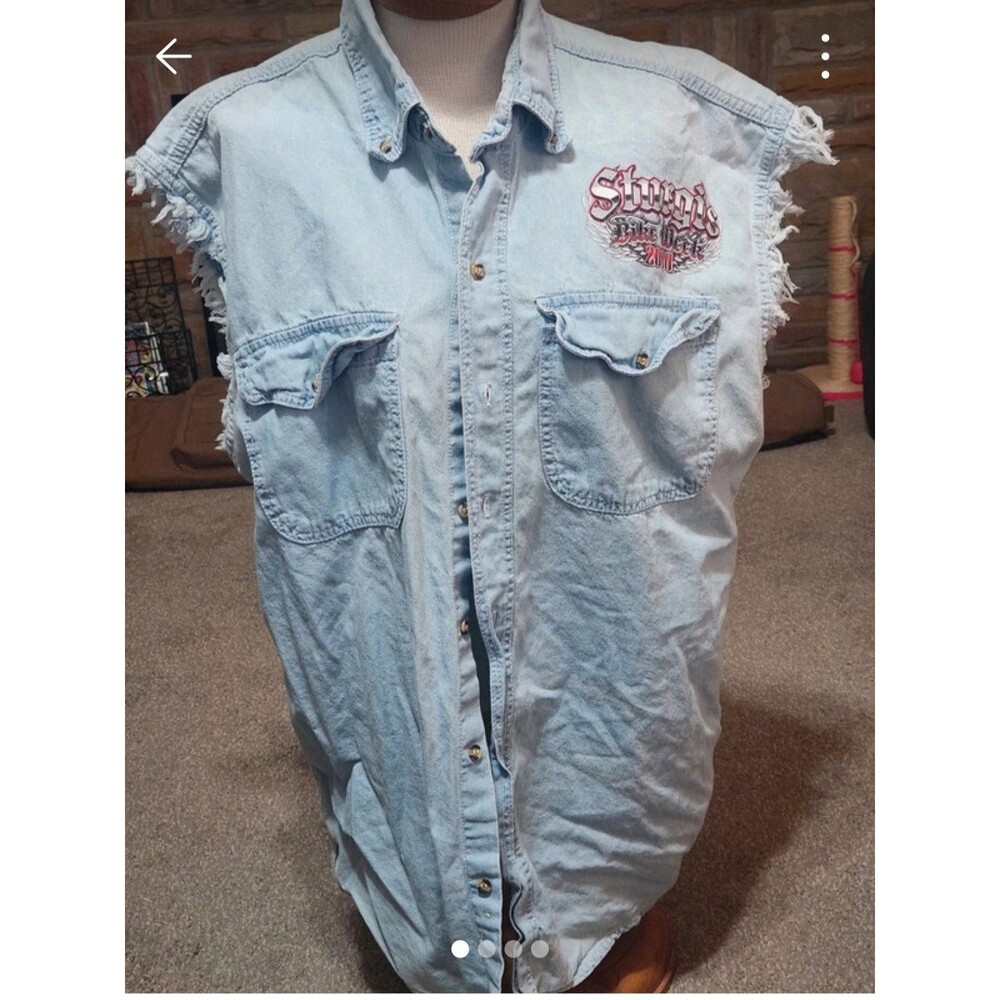 Bikers Club Shirt Mens XL Blue Sturgis Biker Wear 2016 Denim Sleeveless